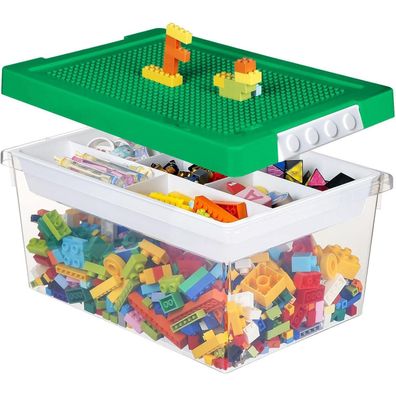 Greentainer Spielzeug Aufbewahrungsbox mit Deckel, abnehmbarem Tablett und