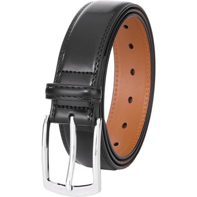 Vrlegend Ledergürtel Herren 35mm Schwarz - Eleganter Anzuggürtel für Business