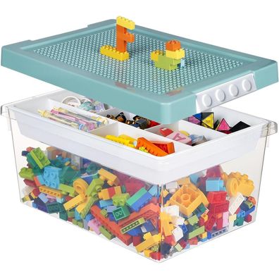 Greentainer Aufbewahrungsbox für Spielzeug mit Deckel, abnehmbarem Tablett und