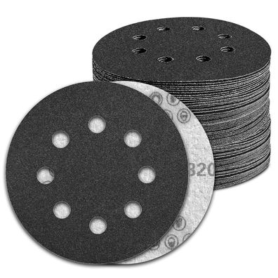 Kongming 100 Stück 125mm Klett Schleifpapier 8 Loch Körnung 320 für