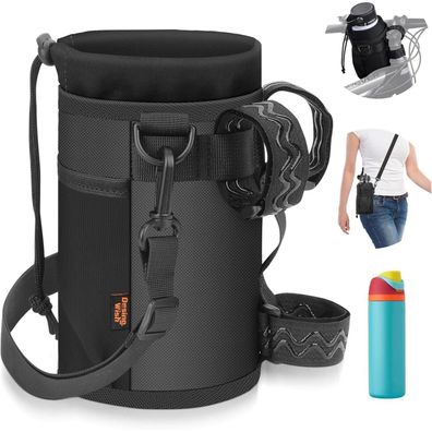 Desing Wish Fahrrad Getränkehalter mit Netztasche und Schultergurt, Schwarz