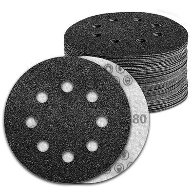 Kongming 100 Stück 125mm Klett Schleifpapier 8 Loch Körnung 80 für