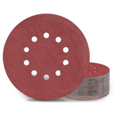 Kongming 25 Stück Schleifpapier 225mm Klett P120, 10 Loch für