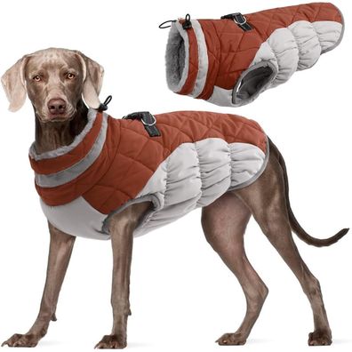 Kuoser Hundejacke für große Hunde - Wasserdichter Wintermantel mit Geschirr