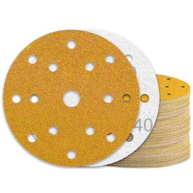 Kongming 50er Schleifpapier 150mm Klett Körnung 40, 15 Loch für