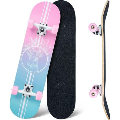 Clyctip Skateboard 31 x 8 Zoll, 8-lagiges Ahornholz, ABEC-11 Kugellager, 95A