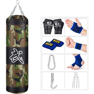 Sfeexun Boxsack Hängend für Kinder, Jugendliche & Erwachsene - 120cm Tarnung