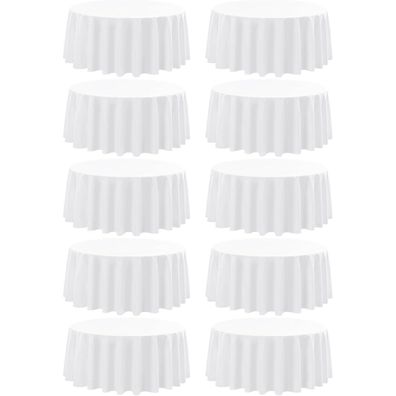 10er Pack Weiße Runde Polyester Tischdecken 228 cm - Flecken- und knitterfrei