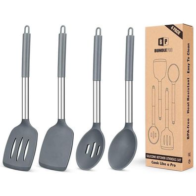 4er Set Silikon Kochutensilien, antihaftbeschichtet, hitzebeständig, BPA-frei