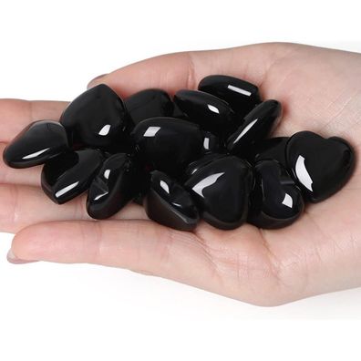 Xiannvxi 10er Set Obsidian Herz Heilkristalle - Polierte Natursteine für Liebe