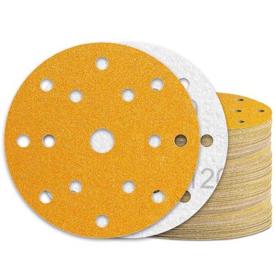 Kongming 60 Stück Schleifpapier Klett 150mm, Körnung 120, 15 Loch für