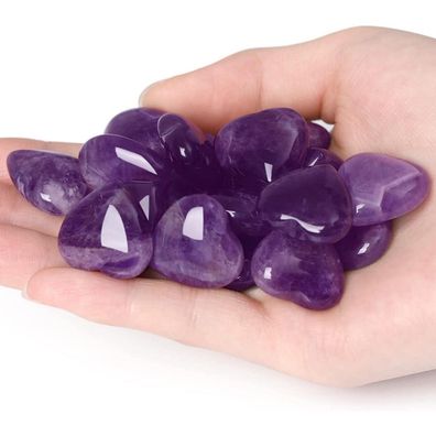 Xiannvxi 10 Stück Amethyst Herz Heilkristalle - Poliert, Natürliche