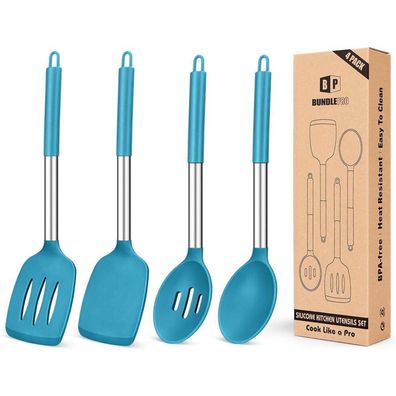 Bundlepro 4-teiliges Silikon Kochutensilien-Set, antihaftbeschichtet