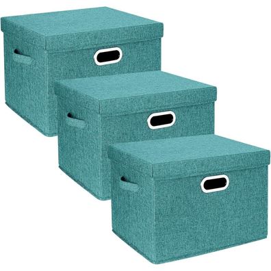 TYEERS Aufbewahrungsbox mit Deckel, Groß, Stoff, Faltbar, Waschbar, 44x30x29
