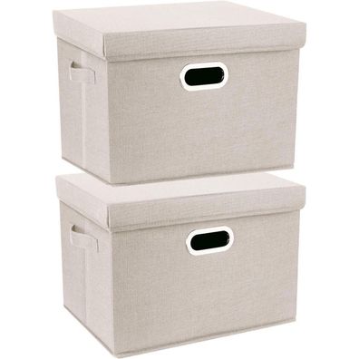 TYEERS Aufbewahrungsbox mit Deckel, Groß, Stoff, Faltbar, Waschbar, 44x30x29