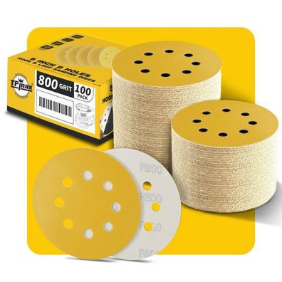TPmax 100 Stück 125mm 8 Loch Schleifscheiben 800 Körnung Klett Schleifpapier