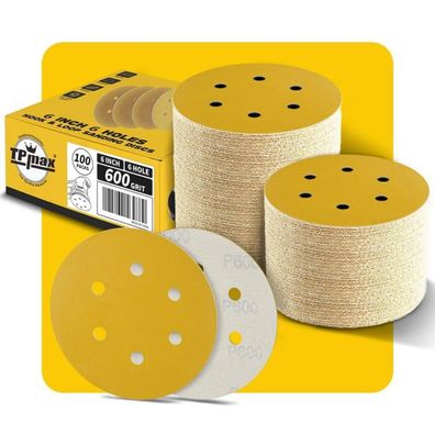 100 Stück 150mm 6 Loch Schleifscheiben 600 Körnung Premium Gold Klett