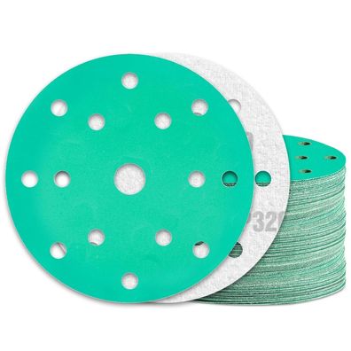 Kongming 60 Stück Schleifpapier Klett 150mm, Körnung 320, 15 Loch für
