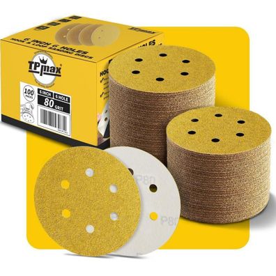 TPmax 100x 150mm 6 Loch Schleifscheiben 80 Körnung Klett Schleifpapier für