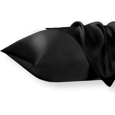Vielit 2er Set Satin Kissenbezug 50x70 mit Reißverschluss, weich wie Seide, für