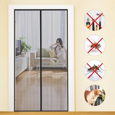 Mycarbon Fliegengitter Balkontür 80x210cm, Magnet Insektenschutz ohne Bohren