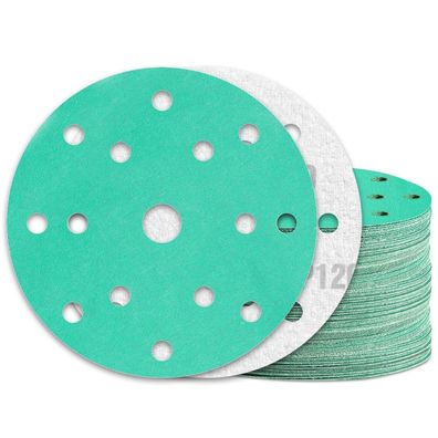 Kongming 60x Schleifpapier 150mm Klett Körnung 120, 15 Loch für