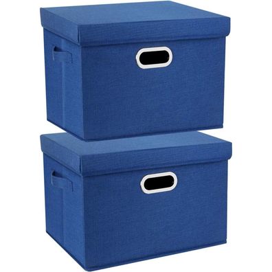 TYEERS Aufbewahrungsbox mit Deckel Groß, 2 Stück, Faltbar, Waschbar, 44x30x29