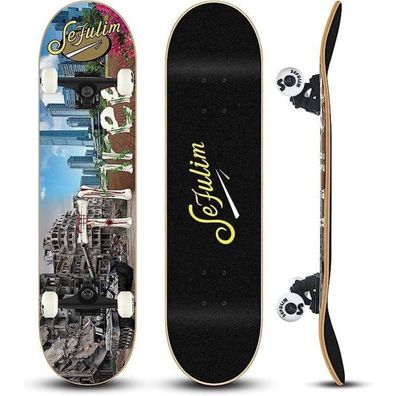 Sefulim Skateboard 78,9 x 20,3 cm, 7-lagiges Kanadisches Ahorn Deck