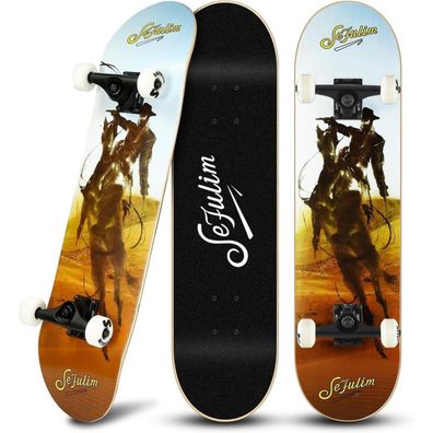 Sefulim Skateboard 78,9 x 20,3 cm, 7-lagig Kanadischer Ahorn, Doppel-Kick-Deck