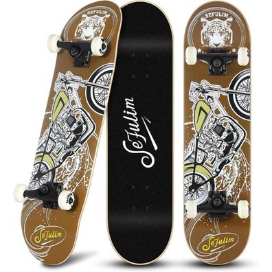 Sefulim Skateboard 78,9 x 20,3 cm, 7-lagiges kanadisches Ahorn-Deck