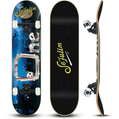 Sefulim Komplettes Skateboard 78,9 x 20,3 cm, 7-lagig Kanadischer Ahorn