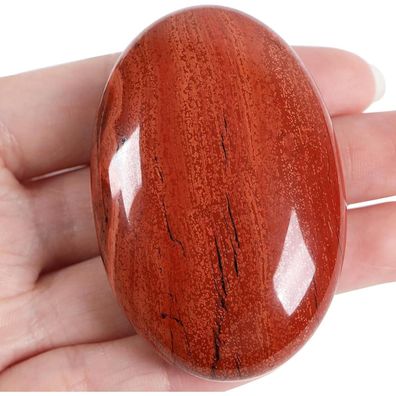 Xiannvxi Roter Jaspis Sorgenstein, polierter Naturstein, 2.4 Zoll, oval, für