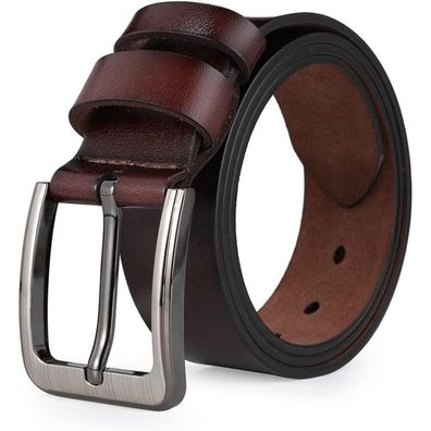 Vrlegend Ledergürtel Herren 110-175cm, Vollrindleder, 38mm Breite, Braun