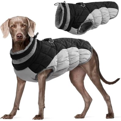 Kuoser Hundejacke Winterweste Wasserdicht Warm Mit Geschirr für Mittelgroße