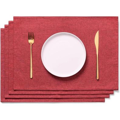 Aoksunova Tischset Stoff Weinrot 4er Set Platzset Bordeaux Rot Platzdeckchen 48