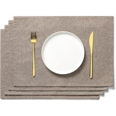 Aoksunova Tischsets Braun 4er Set Platzset Stoff 48 x 33 cm