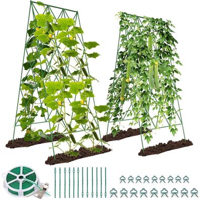 Sunyrisy 2 Stück Metall Rankgitter für Gurken, Tomaten & Kletterpflanzen, Grün