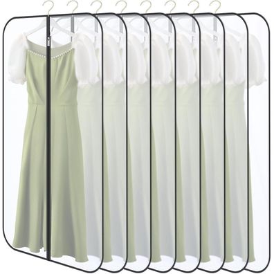 GoMaihe Kleidersack Set (8 Stück, 60x140cm) - Transparente Schutzhüllen mit