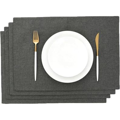 Aoksunova Tischset 4er Set, Stoff Platzset Grau, 33 x 48 cm, Abwaschbar