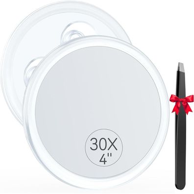 Auxmir 30X Vergrößerungsspiegel 10cm mit 3 Saugnäpfen für Make-up und unterwegs