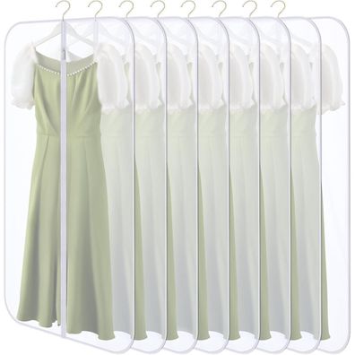 GoMaihe 8er Kleidersack Set 60x140cm, Transparente Kleiderschutzhülle mit