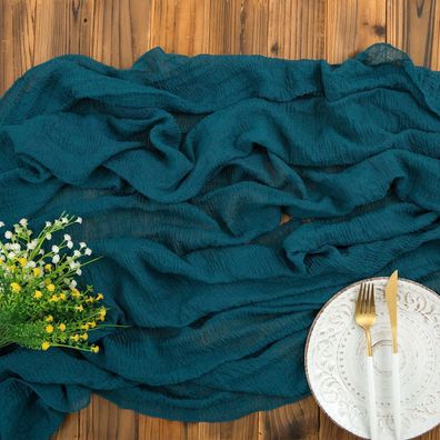 Aoksunova Tischläufer Musselin Türkis 80cm x 3m - Romantisch & Wiederverwendbar