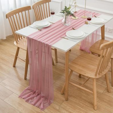 Aoksunova Tischläufer Chiffon Altrosa 70cm x 3m - Elegant für Hochzeiten und