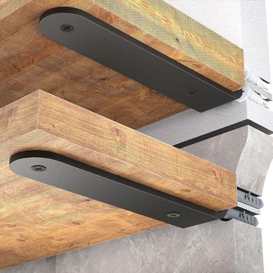 WELDUN 2x Schwerlast Regalhalterung 20 cm, Wandmontage, Tragkraft 70 KG, Schwarz
