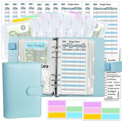Harphia A6 Budget Planner mit Geldumschlägen, Sparbuch und Aufklebern, Mint