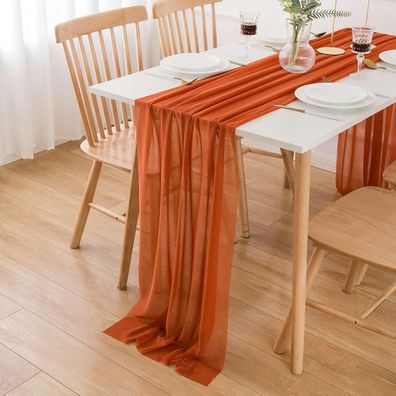 Aoksunova Chiffon Tischläufer Terracotta 75cm x 4m - Elegant und vielseitig für