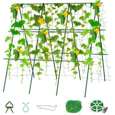 Sunyrisy Gurke Rankhilfe Set mit Kletternetz, Pflanzenhalter für Gurken
