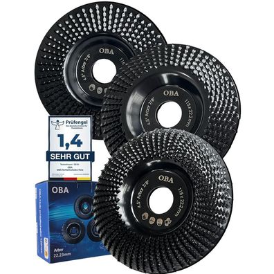 OBA Holz Schleifscheibe für Winkelschleifer 115mm, 3er Set - Fräsen, Formen