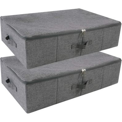 2er-Pack Faltbare Unterbett-Aufbewahrungsboxen mit Reißverschluss, Stoff