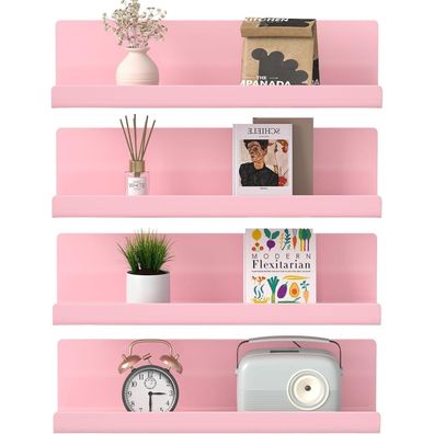 WELDUN Schweberegale 2er Set, Rosa, Kunststoff Wandregale für Wohnzimmer